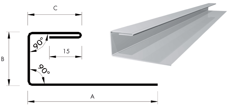 Einsteckprofil oben bis max. TP 22-214 72/45/150 Stahl 0,75mm RAL7016