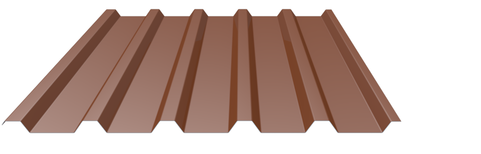 Trapezblech 35-207 Alu 0,7mm RAL8004 25µm PE RSL Dach   mit Schutzfolie